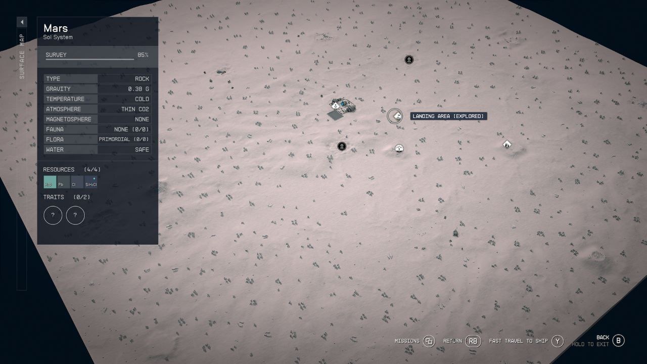 The new Starfield surface maps make navigation easier, but also show how empty the galaxy is, even on large planets like Mars.