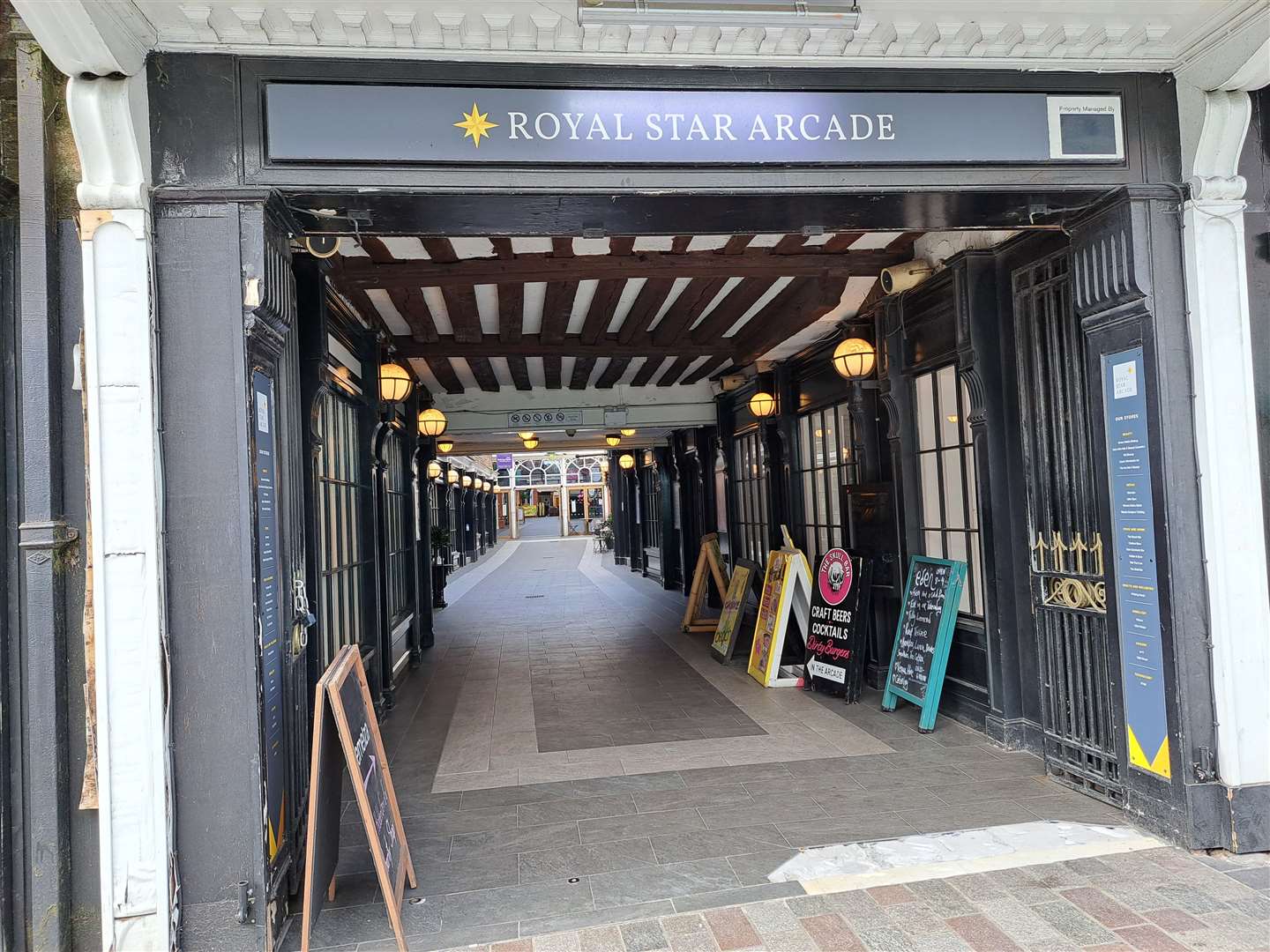 Entering the Royal Star Arcade at four o'clock in the afternoon - with no customers in sight