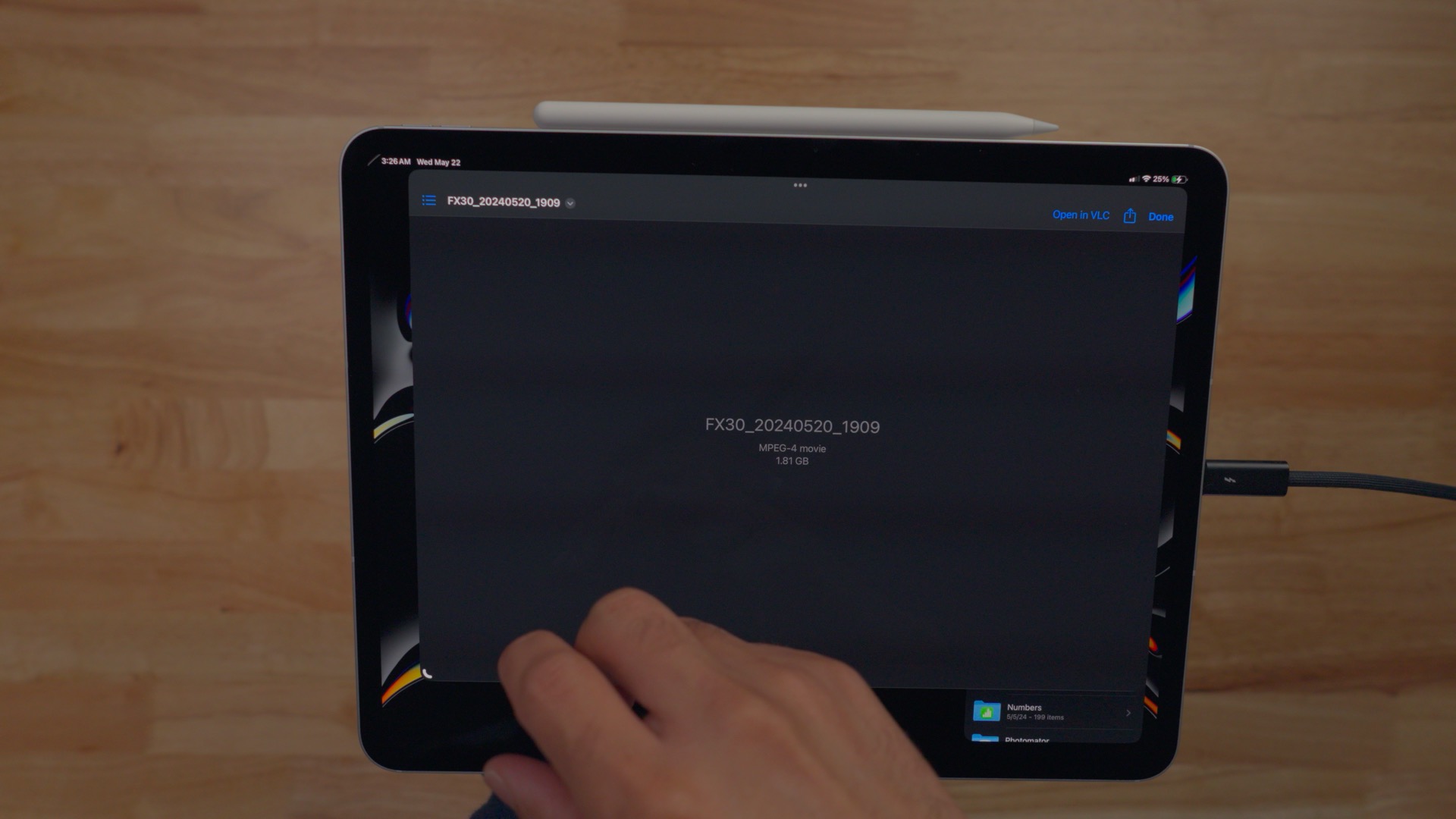 Quick preview on iPad Pro that doesn't preview the video