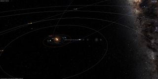 Illustration of the Solar System showing the position of comet C/2023 A3 Tsuchinshan-ATLAS on May 21, 2024.