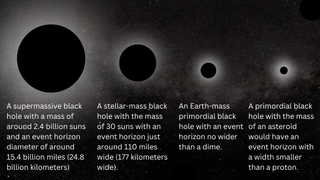 The four circles represent different sizes of black holes.