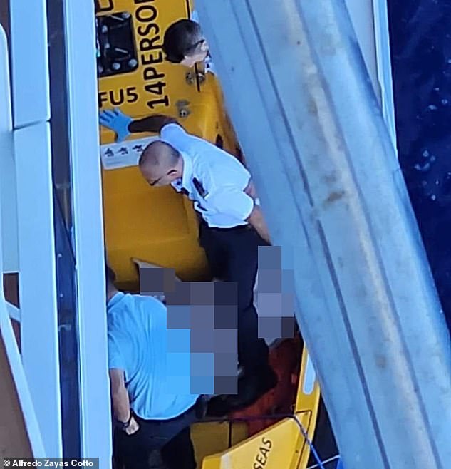 The man was in critical condition when he was taken back to the ship, where he was pronounced dead