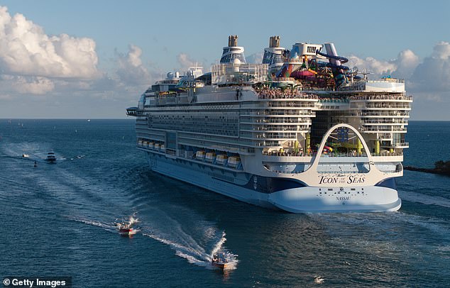 An unidentified man jumped 80 feet from the huge Icon of the Seas shortly after it took off from Florida on Sunday.