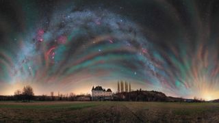 The Milky Way photographed above a castle in France