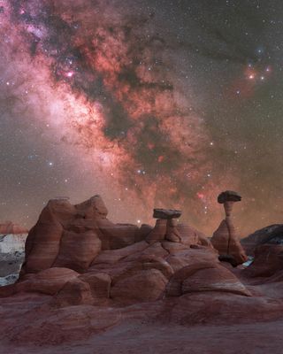 The Milky Way photographed above the hoodoos in Kanab, Utah, USA