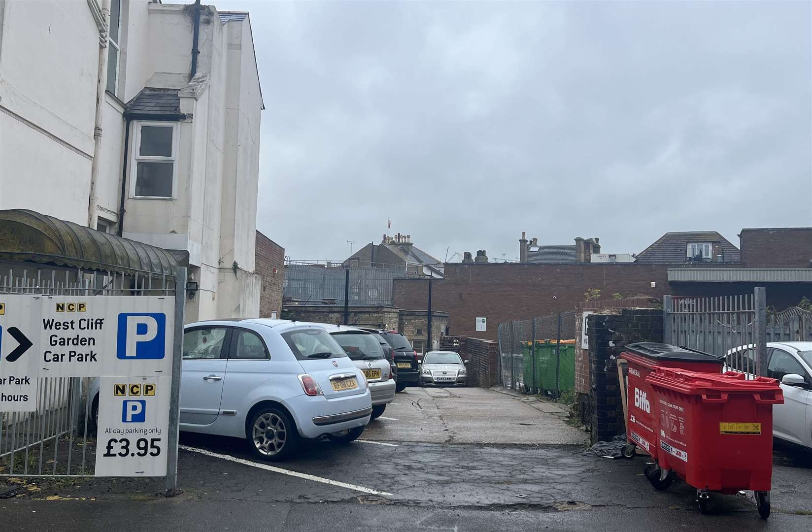 The proposed site for a five-storey flat block at West Cliff Gardens in Folkestone is currently home to a car park