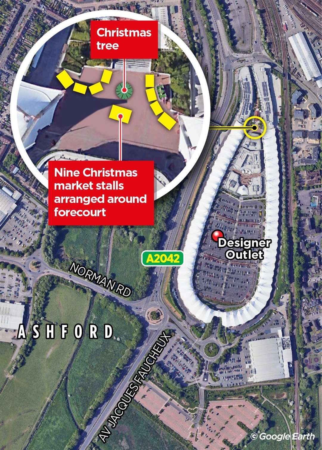 If the plans are approved, the Christmas market will be set up in the Designer Outlet extension