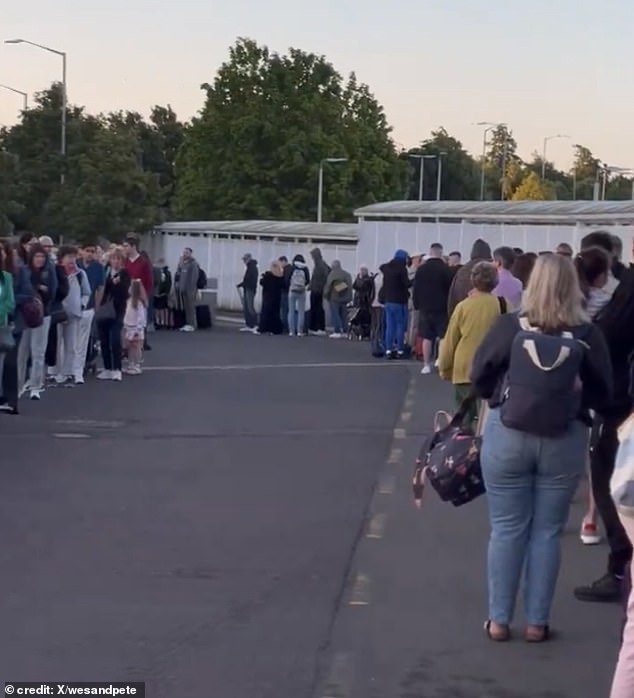 By the time the passengers who posted the video went through security, their flight was making its final boarding calls