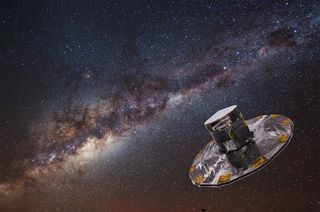 A spaceship in the shape of a top hat on a black background with a large crack of white material and black tendrils running through it