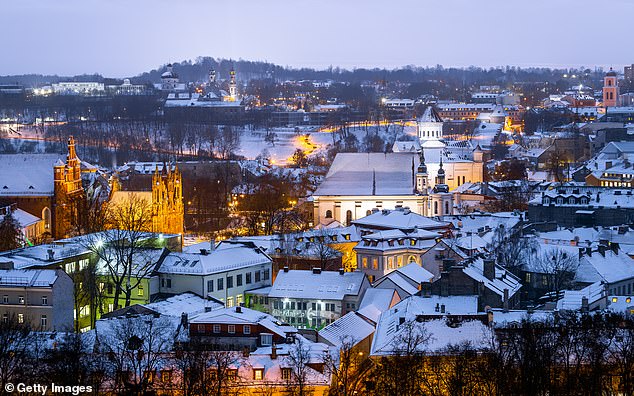 Instead of their chosen destination of Barcelona, ​​the couple woke up to find themselves landing in Lithuania - 1,300 miles from their Spanish destination.  Pictured: Vilnius, Lithuania (file)