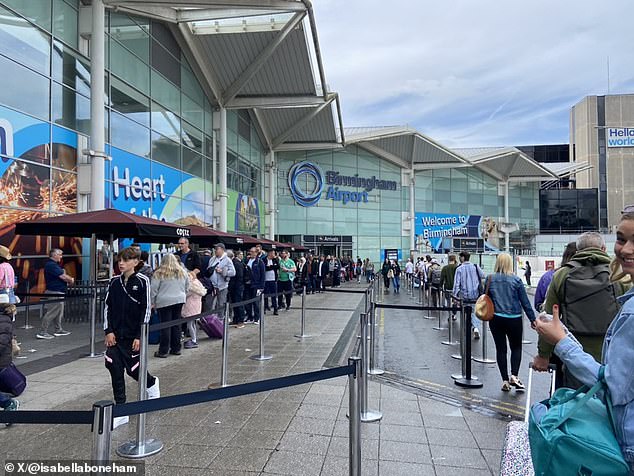 Furious passengers were left waiting outside in the rain this week as they spent hours going through security