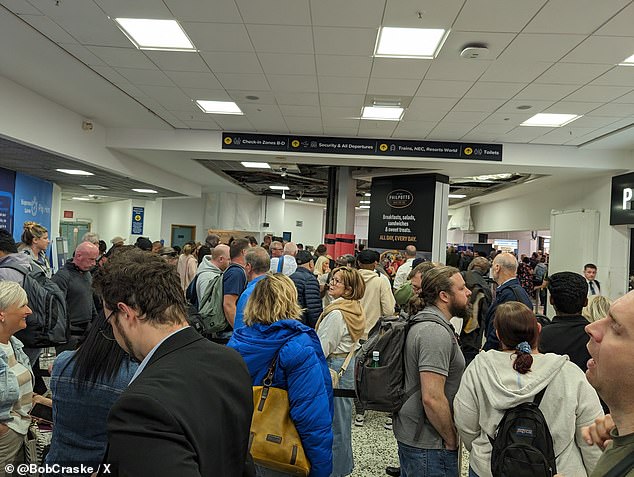 EasyJet passengers have been advised to arrive an extra hour before departure after disruptions began a week ago, with long queues stretching outside the airport.