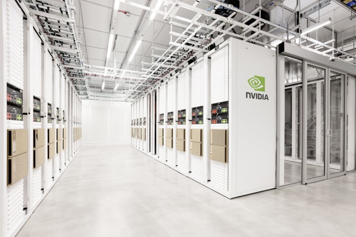 A supercomputer sits in a white room