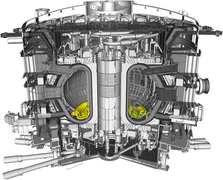 The ITER reactor with the Divertor highlighted