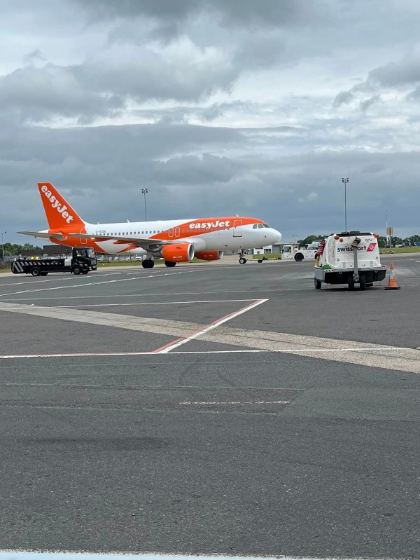 She and two other wheelchair users watched as the easyJet plane left them stranded on the tarmac (Image: Liz Weir)