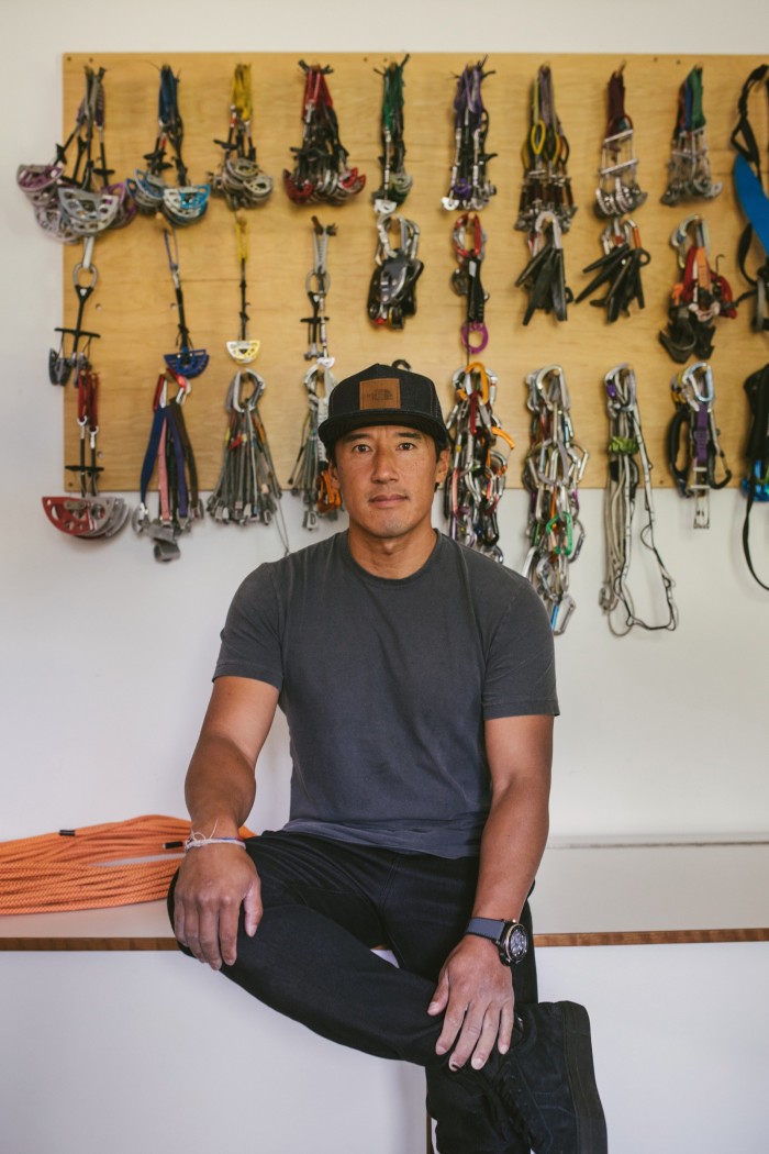 Chin wears a Panerai Submersible Flyback watch that he helped design at his home in Jackson Hole, Wyoming.