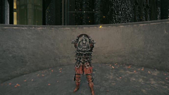 Elden Ring Shadow of the Erdtree screenshot showing an armored figure posing in a stone chalice