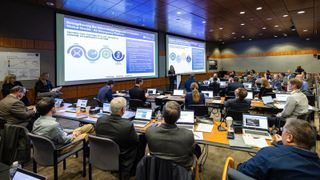 The officials gathered in a room at the Johns Hopkins Applied Physics Laboratory in Laurel, Maryland.