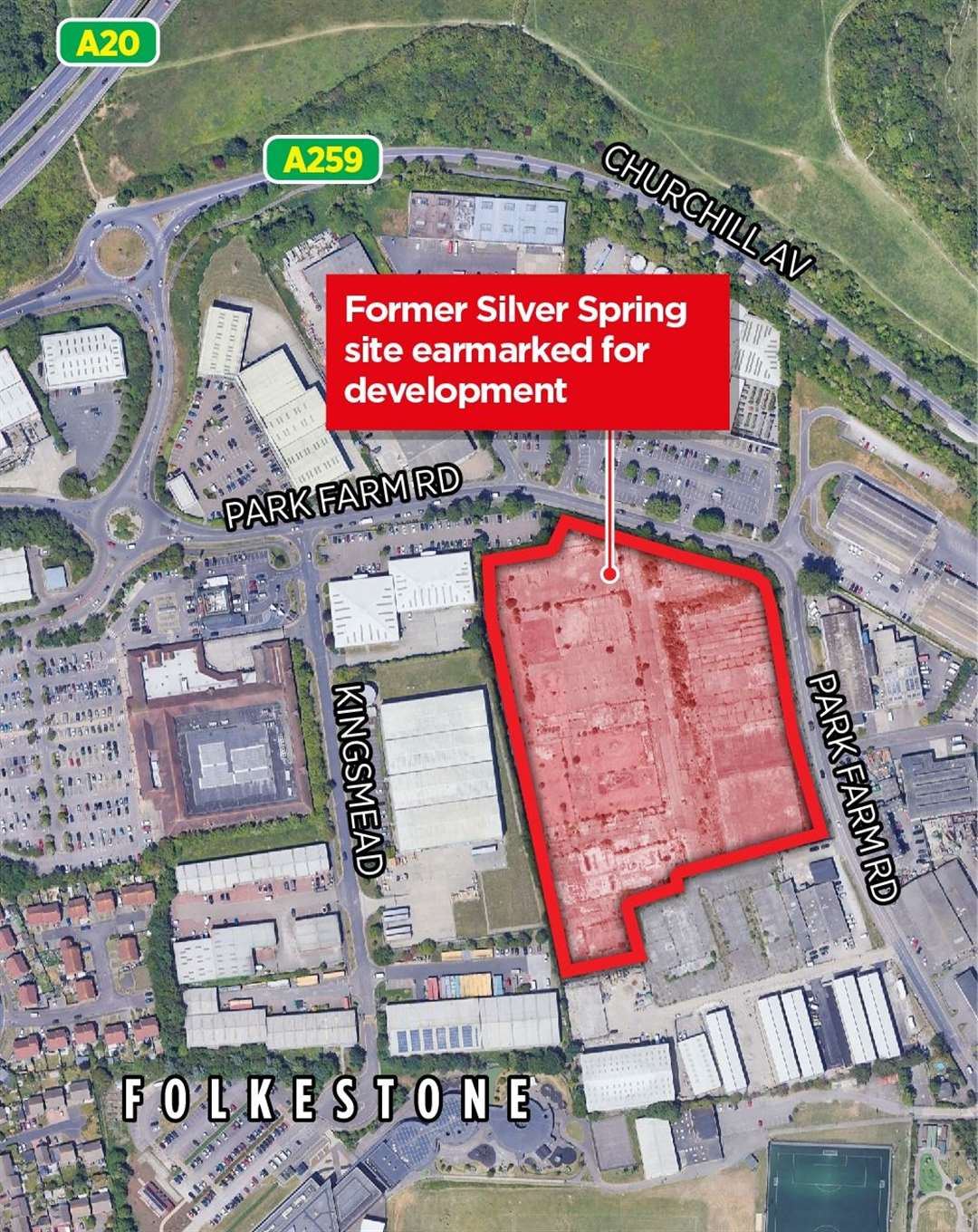 The former Silver Spring site is on the Park Farm Industrial Estate in Folkestone