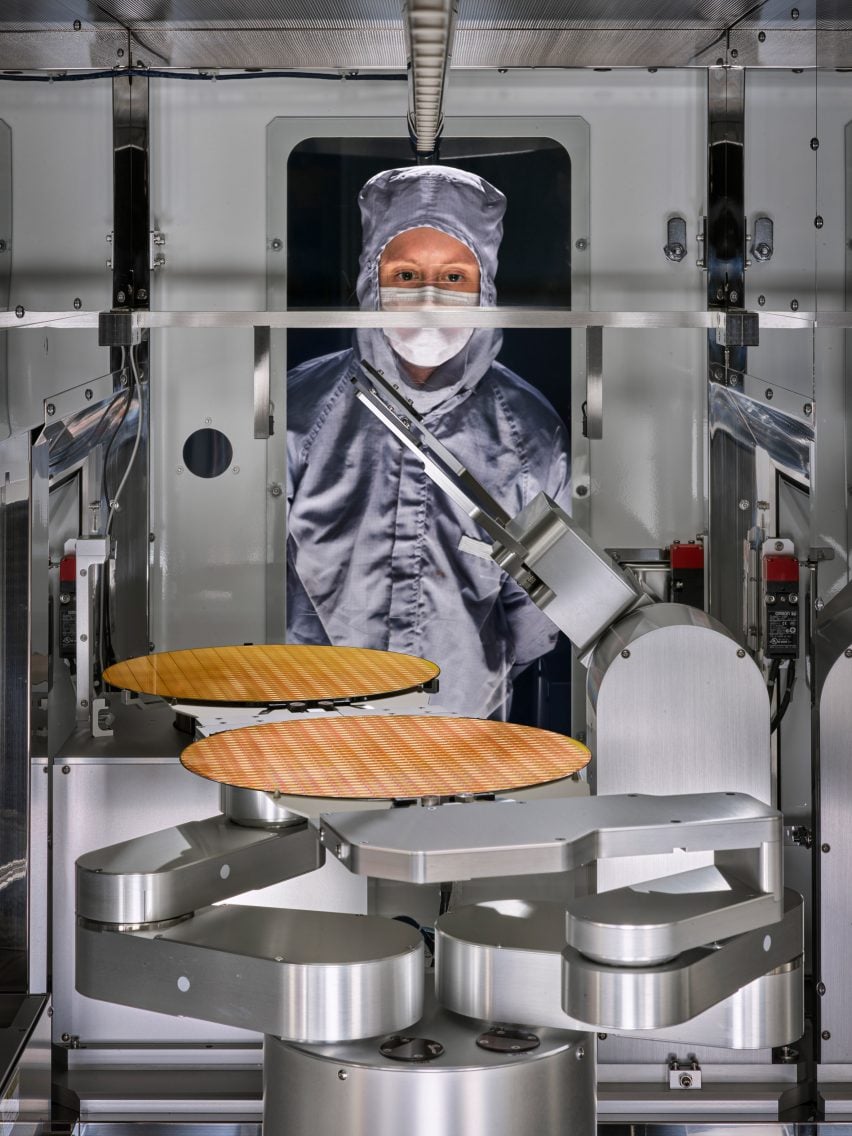 Wafers are sorted in industrial equipment