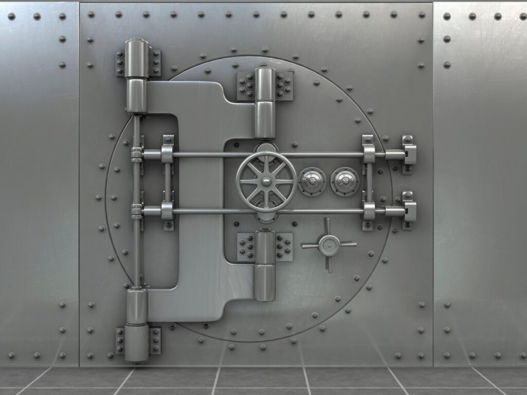 Closed safe in bank