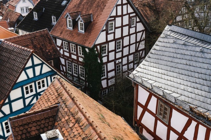 Half-timbered houses in the old town of Marburg, Germany