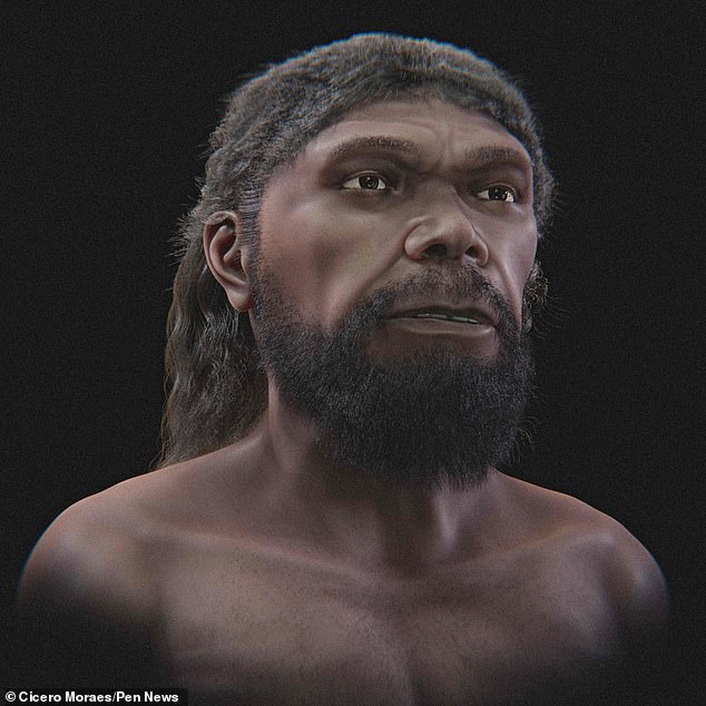 The life-like image was created by scientists who reconstructed a skull belonging to the oldest known Homo sapien.