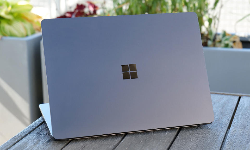 Surface Laptop 7 has a sleek chassis made from recycled aluminum. 