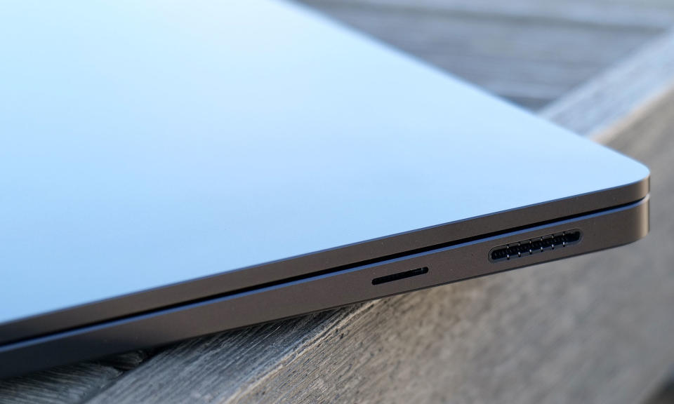 The right side of the Surface Laptop 7 houses Microsoft's magnetic Surface Connect port and a microSD card reader. 