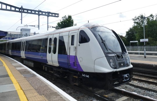 Elizabeth line train on platform in London.