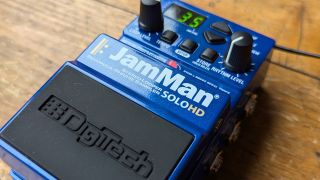 Detail of the logo on the DigiTech JamMan Solo HD looper pedal