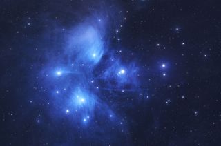 Blue image of the constellation messier 45.