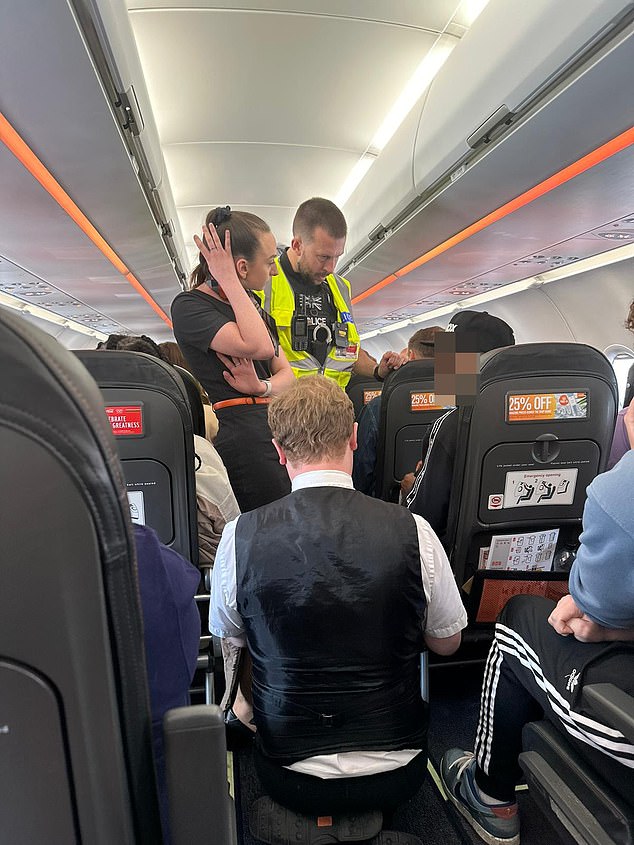 When the plane landed, police boarded it and staff warned young people not to misbehave if they wanted to stay on the plane