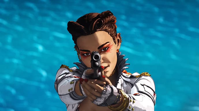 Apex Legends Loba points a gun at the camera