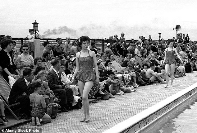 People watch a beauty pageant at Middleton Tower Holiday Camp near Morecambe in the 1950s.  The Pontins site was closed in 1993