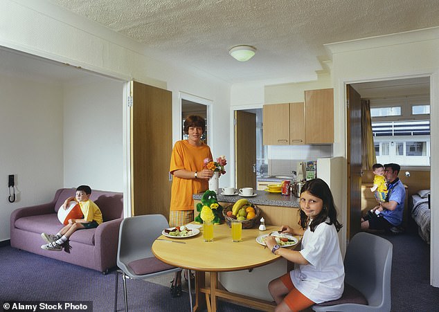 Family accommodation at Pontins holiday camp in the 1980s when the brand was Butlins' UK getaway rival