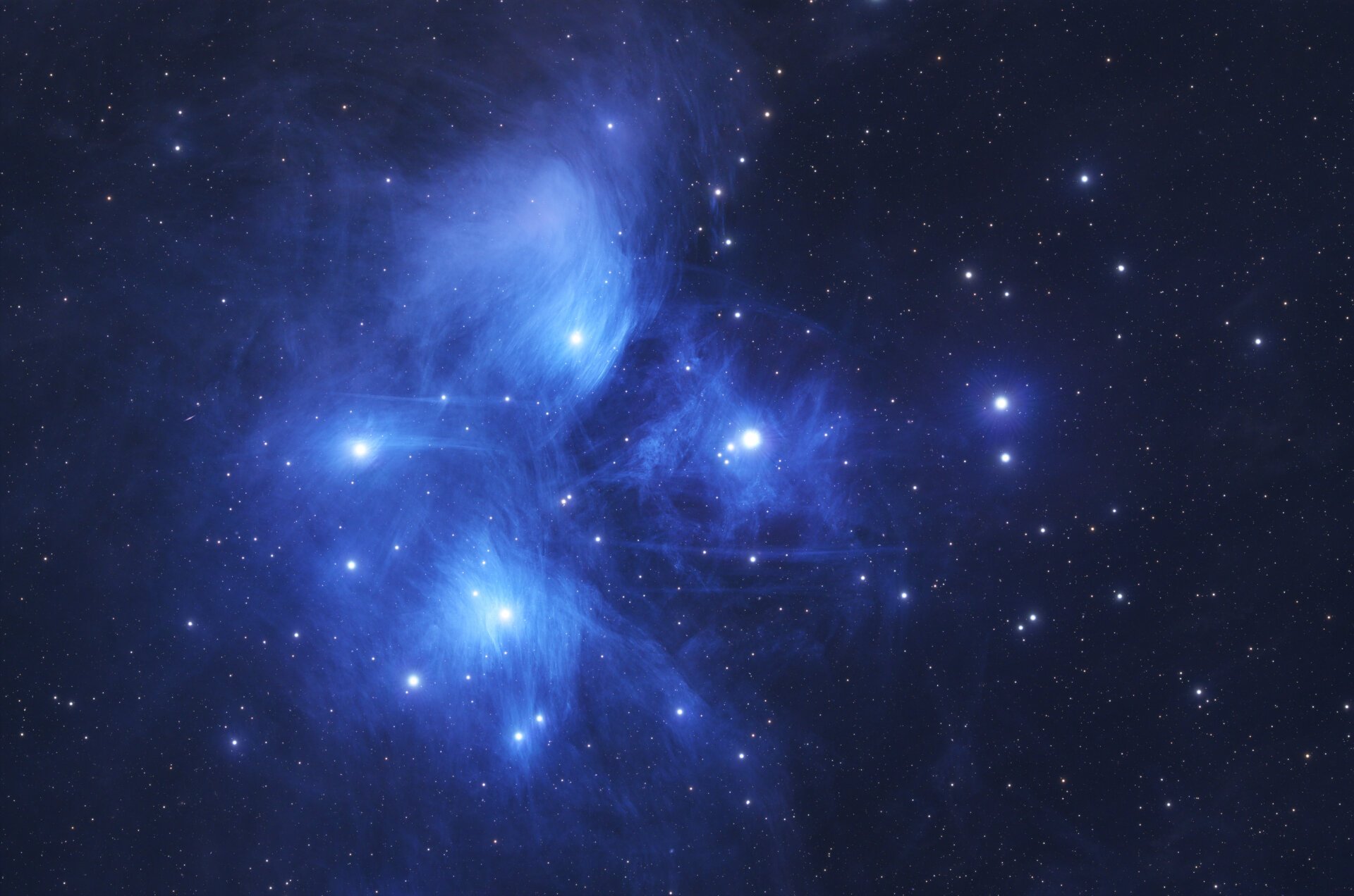 Blue details of M45 Pleiades