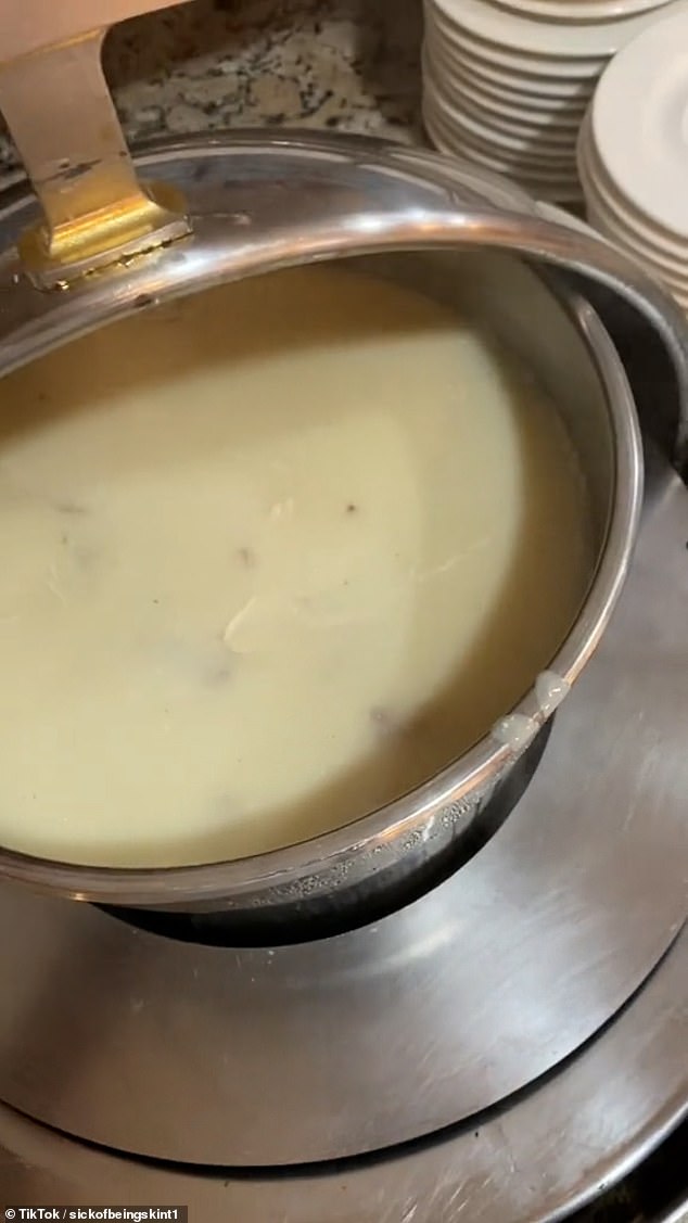 The TikToker couldn't believe that the soup (pictured in the video) was being served at her five-star Turkish resort