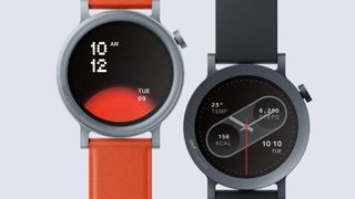 Two versions of CMF from Nothing Watch Pro 2 on a gray background