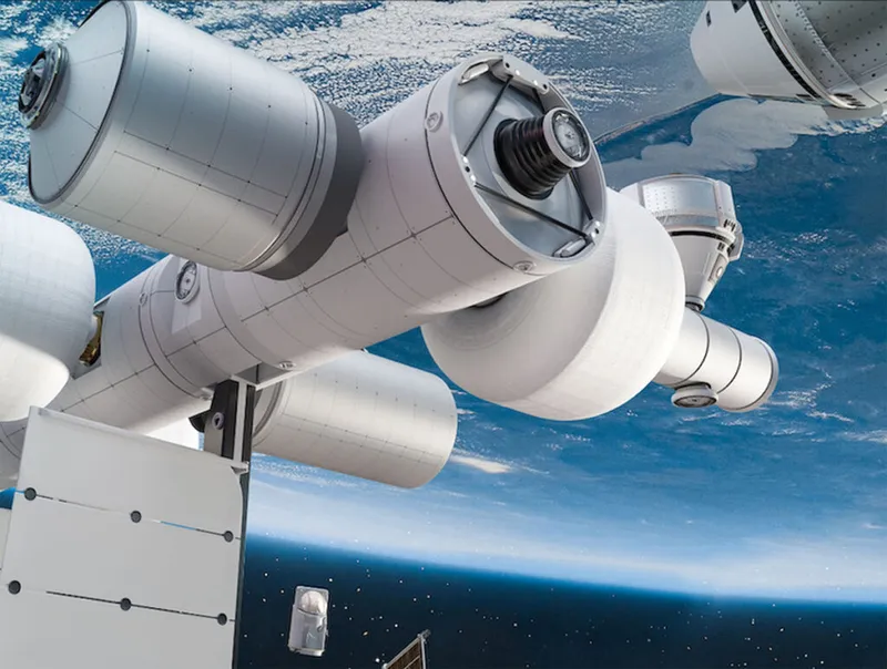 Artist's impression of the Orbital Reef space station.  Credit: Blue Origin