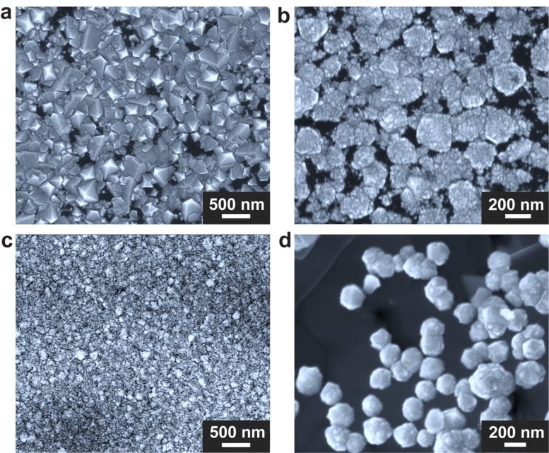 Diamonds of different morphologies as they grow under different growth conditions