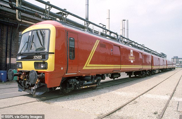 A Post Office rail car shown at Derby in 1996 - trains withdrawn in 2004 due to a decline in the required services