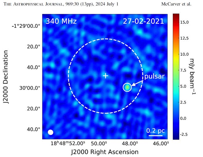 The pulsar GLIMPSE-C01 seen with the Very Large Array on February 27, 2021