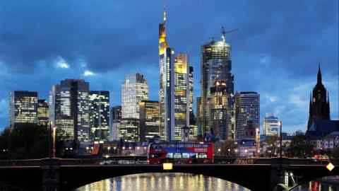 Skyline of the banking district in Frankfurt, Germany