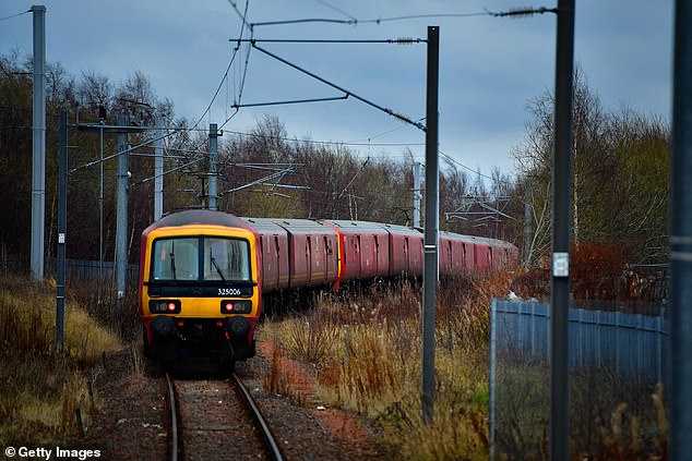 A Royal Mail train pictured leaving a Scottish distribution center in Wishaw on December 14, 2016