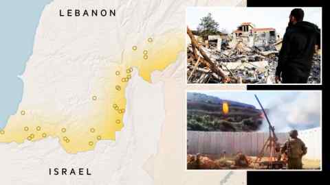 A man inspects a destroyed building on January 8, 2024 after an Israeli airstrike in the village of Kfar Kila in southern Lebanon